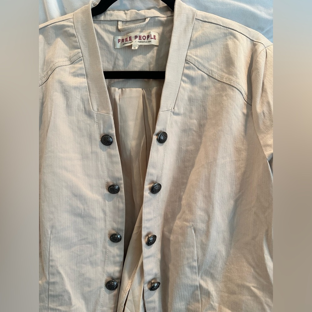 Free People Beige Ruffle Hem military jacket - Picture 2 of 6